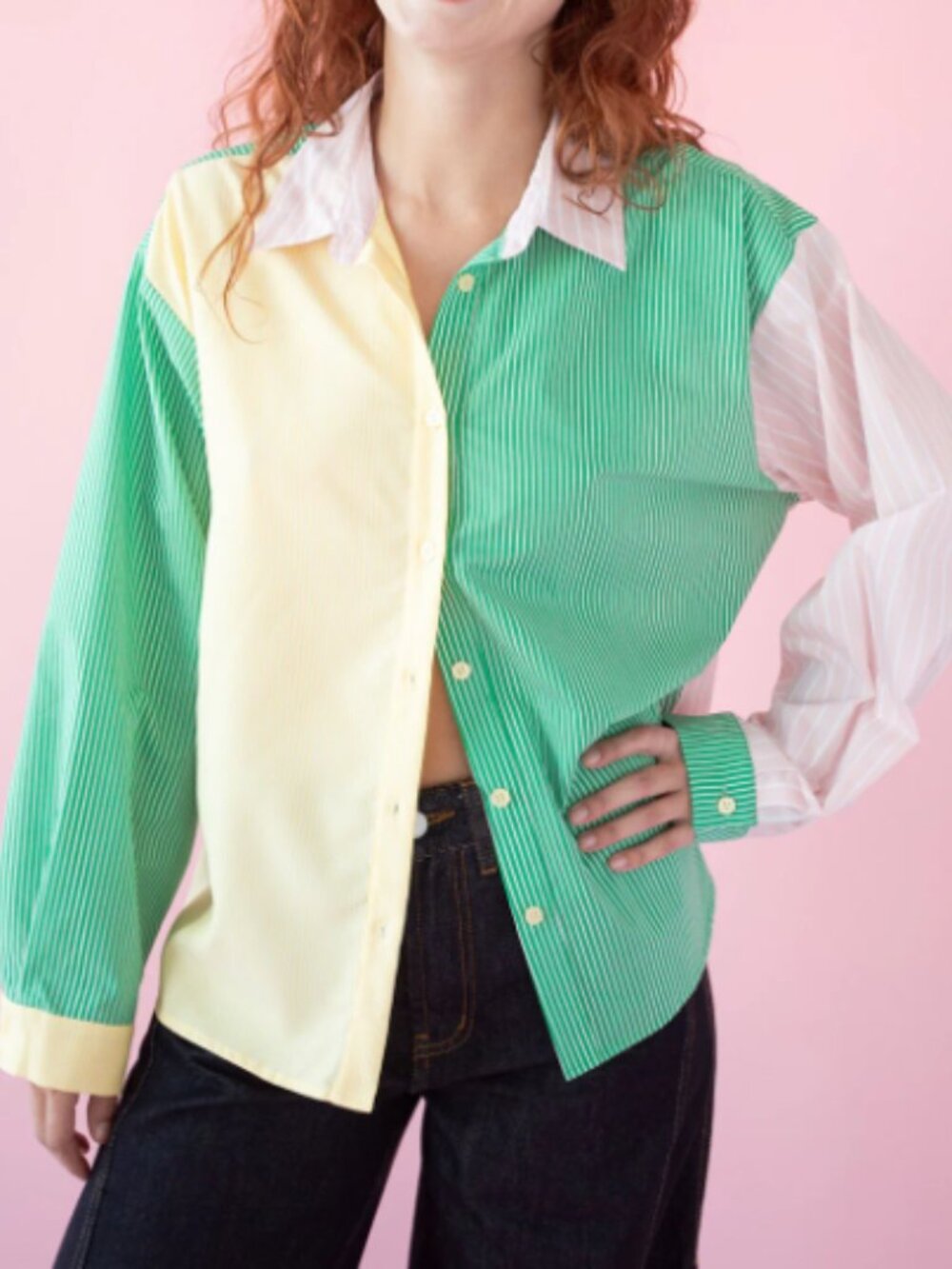 Amy Long Sleeve Button Up Lisa Says Gah - Soft Stripe - small and medium